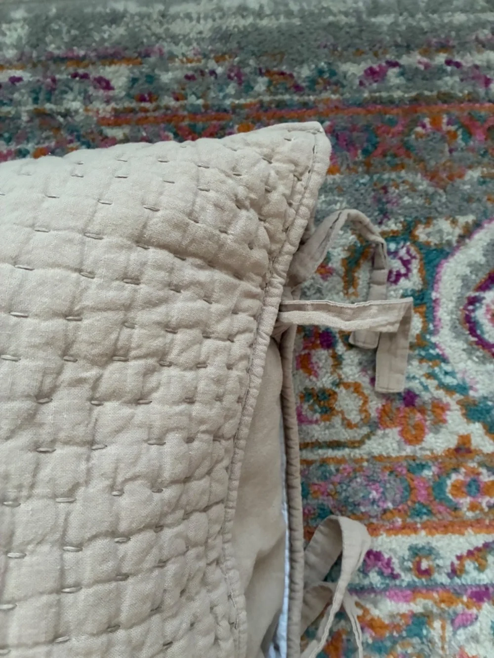 Pottery Barn Pickstitch King Pillow Shams Cotton Linen